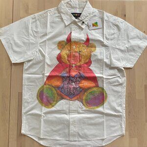 Teddy Fresh Demons Have Feelings Too White Button-Up Dress Shirt size Small NWT
